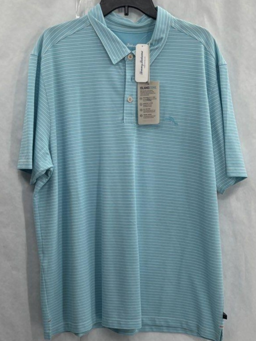 Tommy Bahama IslandZone Men's Aqua Micro-Stripe Polo Size XXL NWT MSRP $99.50